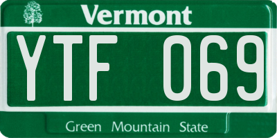 VT license plate YTF069