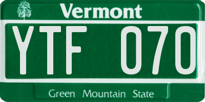 VT license plate YTF070