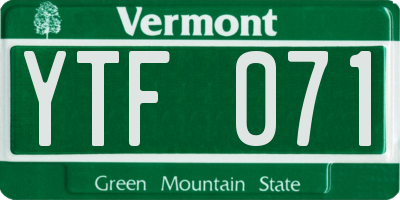 VT license plate YTF071