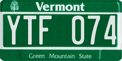 VT license plate YTF074
