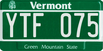 VT license plate YTF075