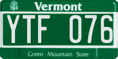VT license plate YTF076