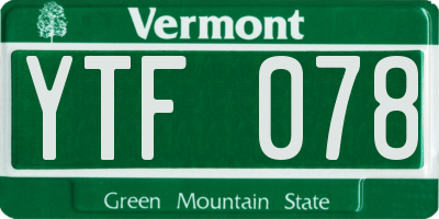 VT license plate YTF078