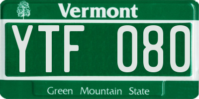 VT license plate YTF080