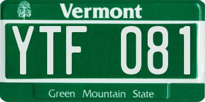 VT license plate YTF081