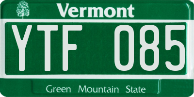 VT license plate YTF085