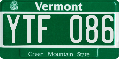VT license plate YTF086