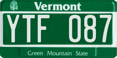 VT license plate YTF087
