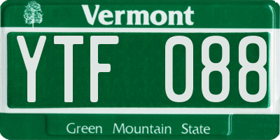 VT license plate YTF088