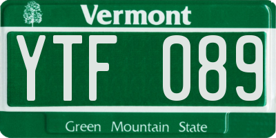 VT license plate YTF089