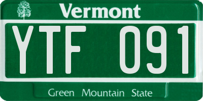 VT license plate YTF091