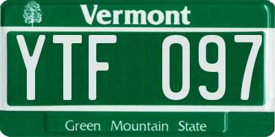 VT license plate YTF097