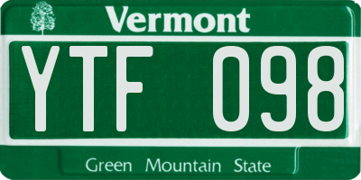 VT license plate YTF098