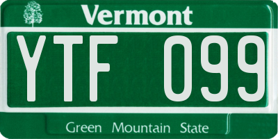 VT license plate YTF099
