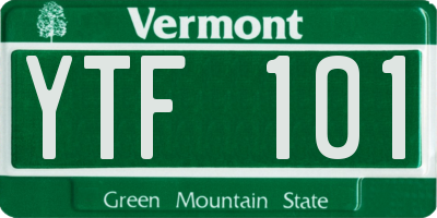 VT license plate YTF101