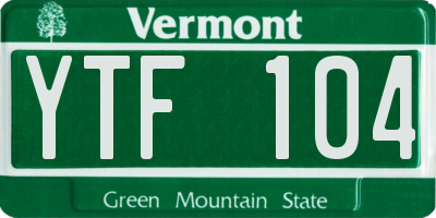 VT license plate YTF104