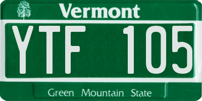 VT license plate YTF105