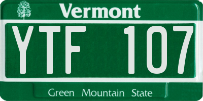 VT license plate YTF107