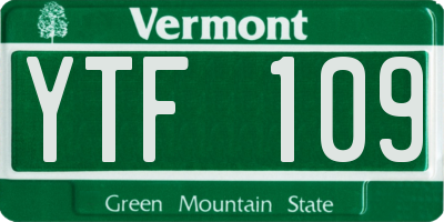 VT license plate YTF109