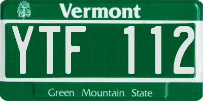 VT license plate YTF112