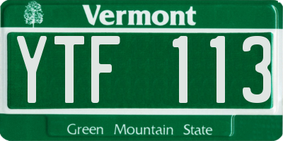 VT license plate YTF113