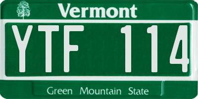 VT license plate YTF114