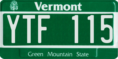VT license plate YTF115