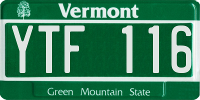 VT license plate YTF116