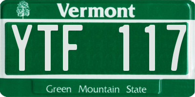 VT license plate YTF117