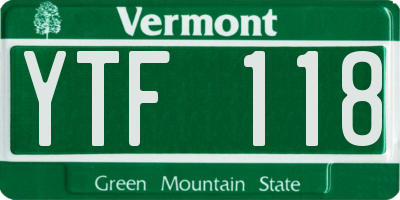 VT license plate YTF118