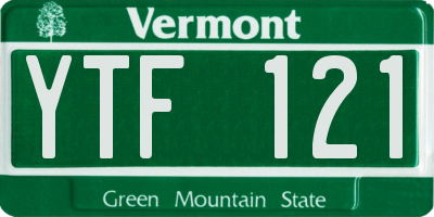 VT license plate YTF121