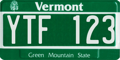 VT license plate YTF123