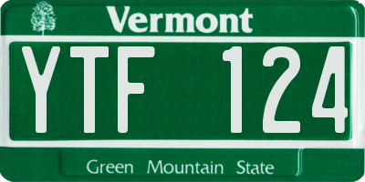 VT license plate YTF124