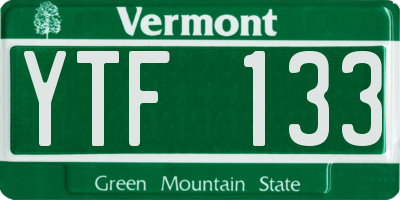 VT license plate YTF133