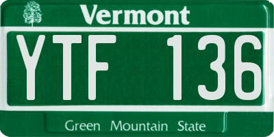 VT license plate YTF136