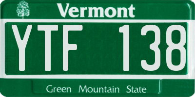 VT license plate YTF138