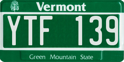 VT license plate YTF139