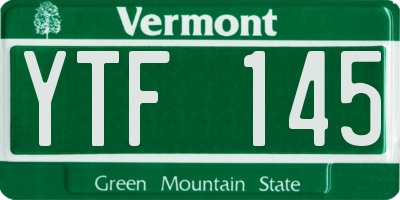 VT license plate YTF145