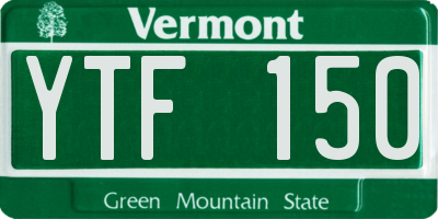 VT license plate YTF150