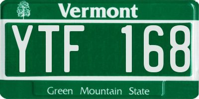 VT license plate YTF168