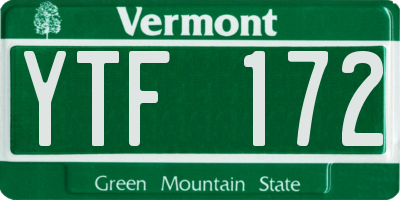 VT license plate YTF172