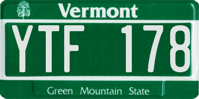 VT license plate YTF178