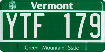 VT license plate YTF179
