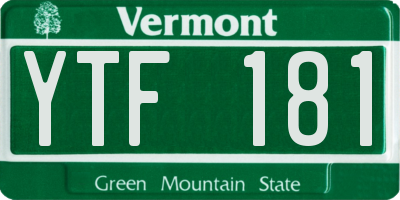 VT license plate YTF181