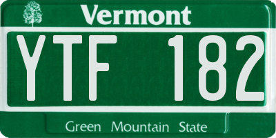 VT license plate YTF182