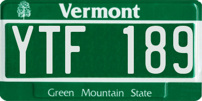 VT license plate YTF189