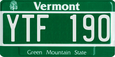 VT license plate YTF190