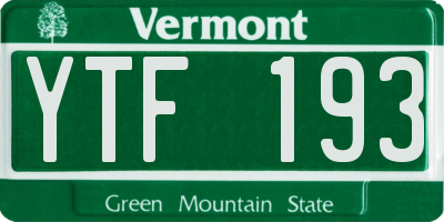 VT license plate YTF193