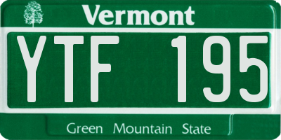 VT license plate YTF195