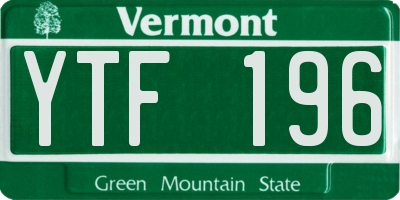 VT license plate YTF196